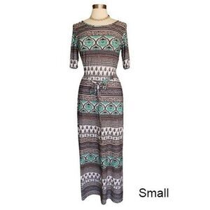 Women's Maxi Dress A-line Belted Graphic Casual Dress Small NWT